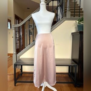 French Connection Satin Soft Pink/Beige Midi Skirt Size XS